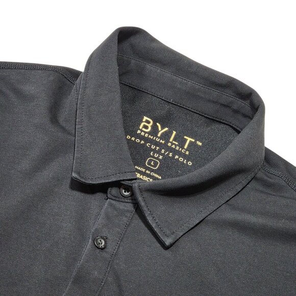 BYLT Mens Drop-Cut S/S Polo Lux Black L Premium Basics - Picture 6 of 6